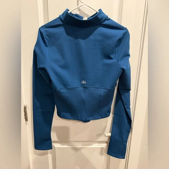 Alo Yoga Airbrush Corset Full Zip Jacket Size M Eclipse Blue - Picture 11 of 14